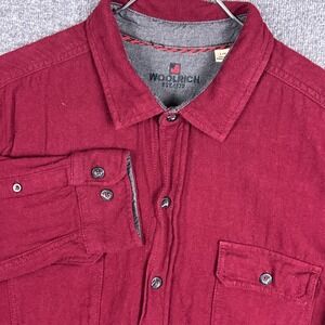 Woolrich  Flannel Shirt Mens Large Red Long Sleeve Button Cotton Gorp Outdoor